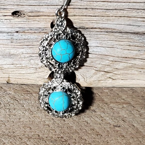 Kimora Genuine Turquoise and Sterling Silver Earrings - Picture 5 of 7